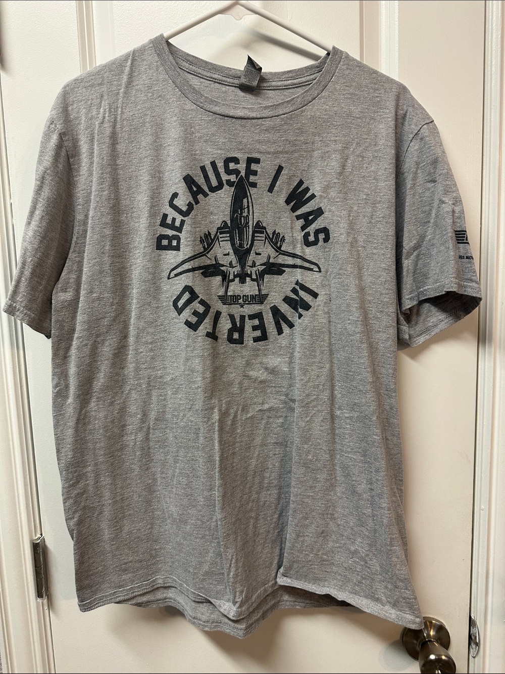 Top Gun Gray Graphic Short Sleeve Tee - Because I Was Inverted